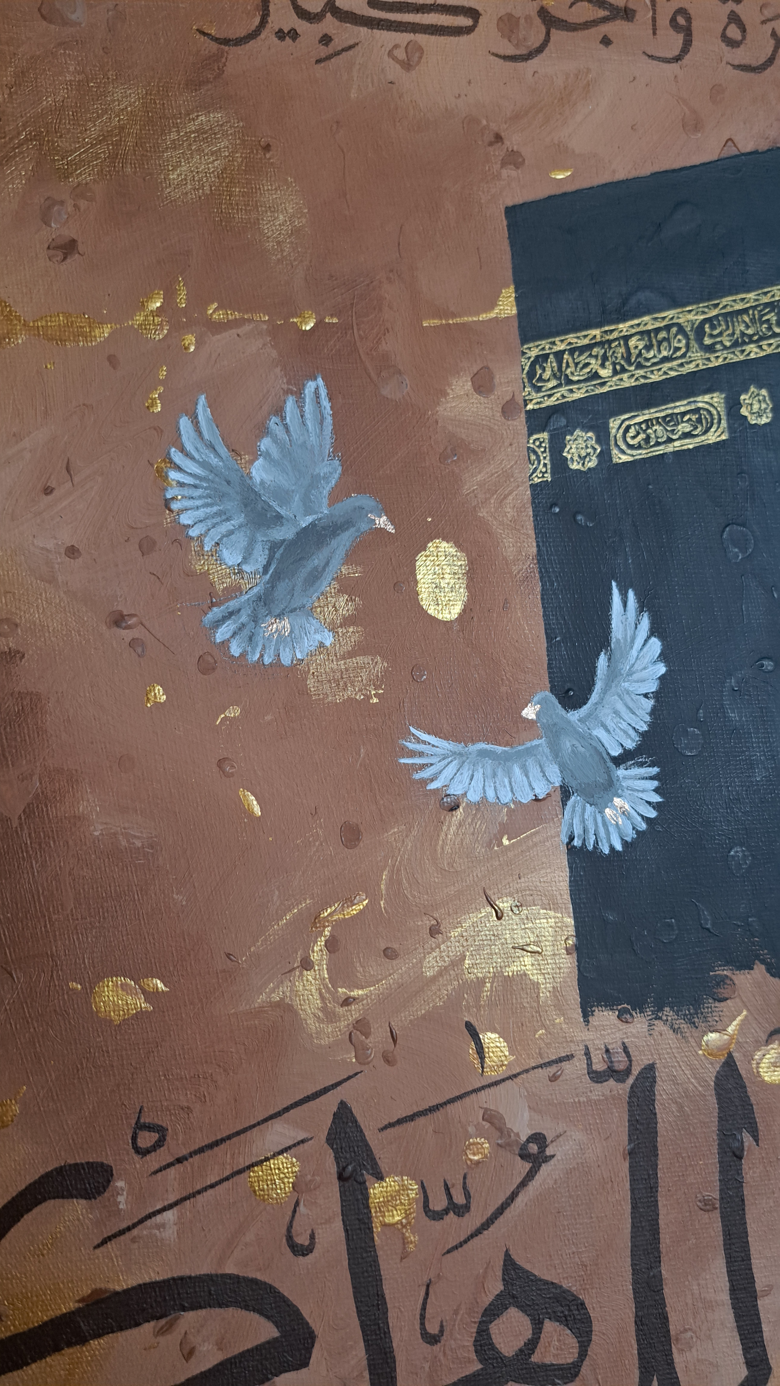 Two Doves, One Journey — Original A3 Acrylic Canvas